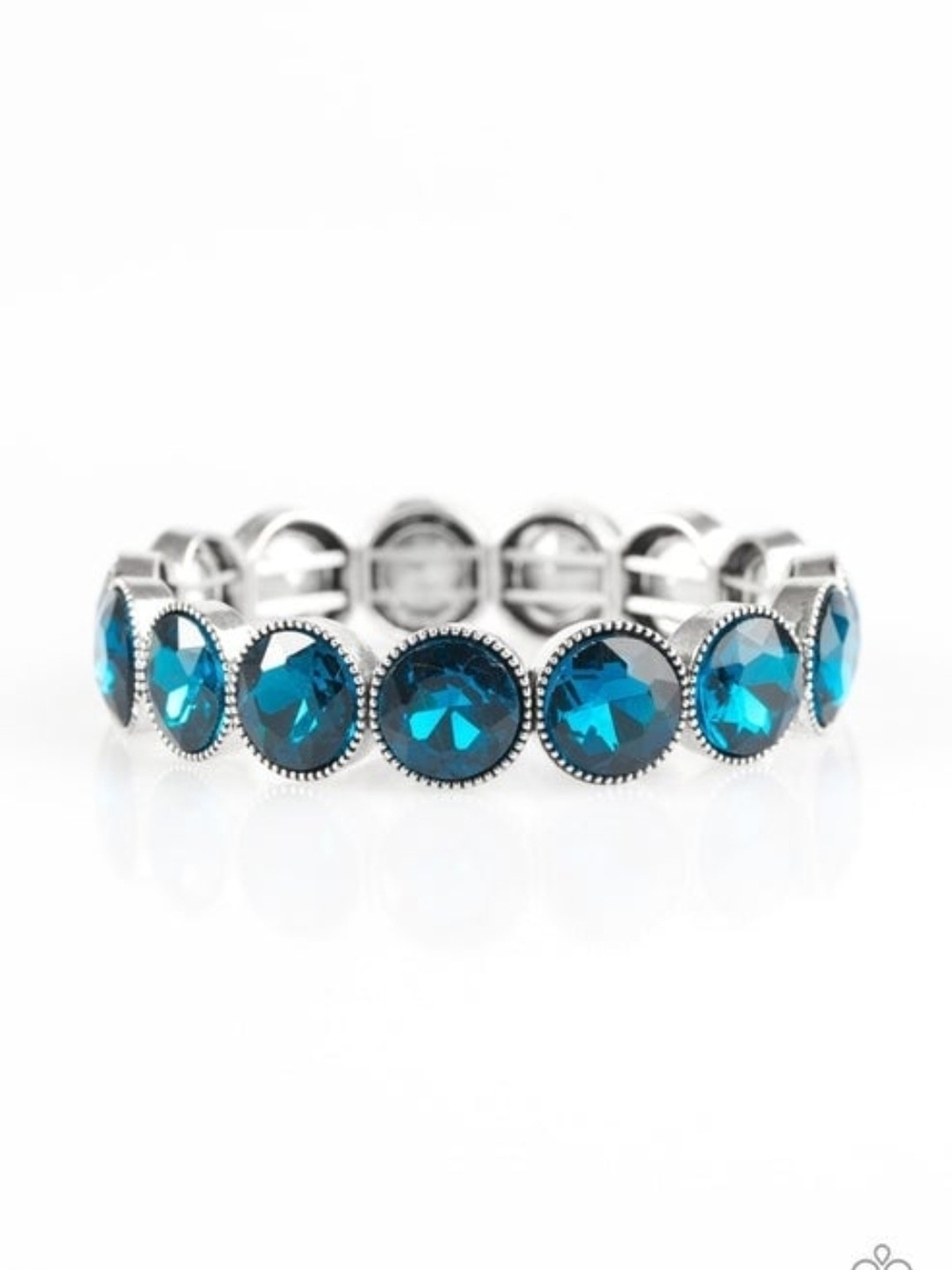 Paparazzi Teal Crystal Stretch Bracelet in Silver-Tone